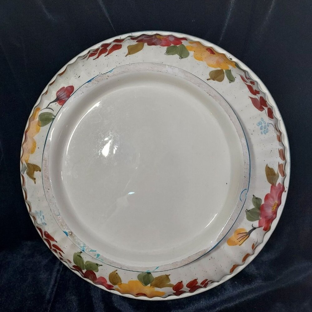 Royal Norfolk Red Yellow Flowers All Season 11"D Bowl Not Perfect - Picture 3 of 8